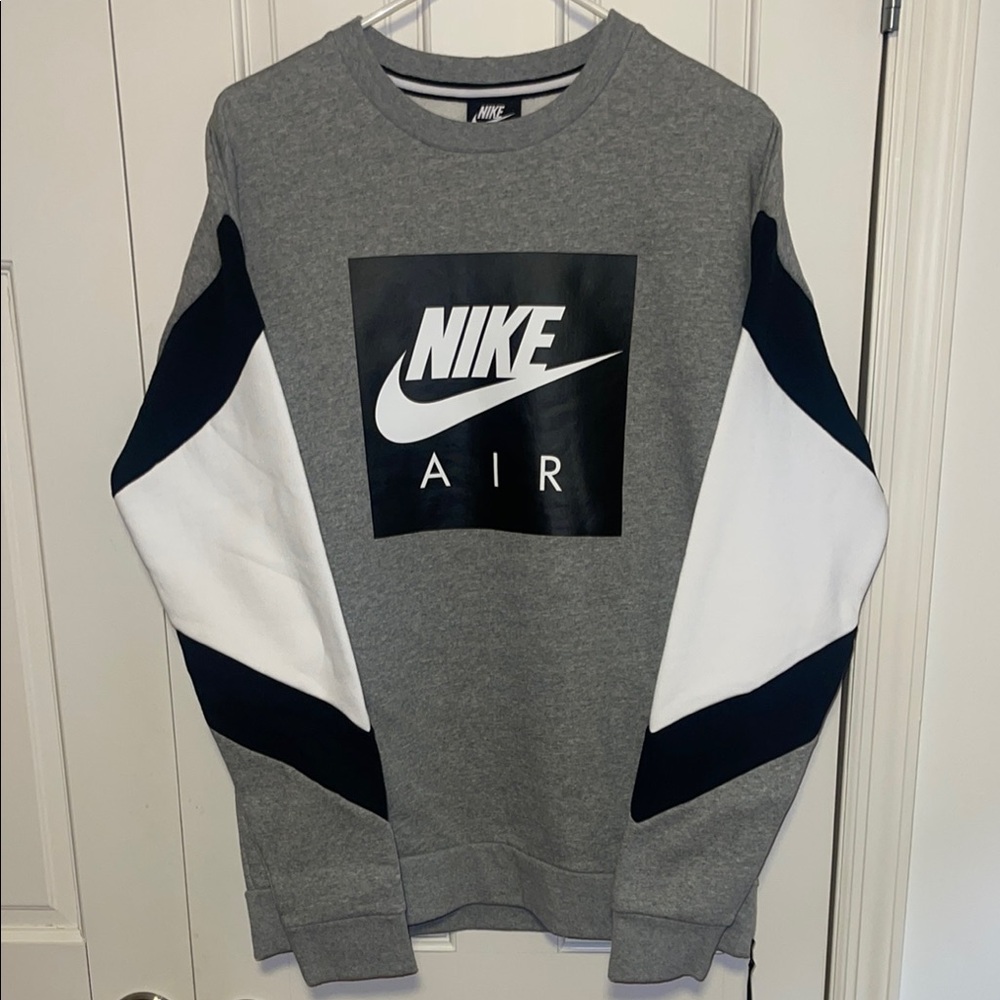 NIKE AIR Fleece lined sweatshirt functioning side zipper as seen in photo BIG SM